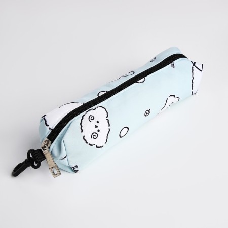 Set of School backpack from textiles on lightning, 3 pockets, pencil case, turquoise color-8