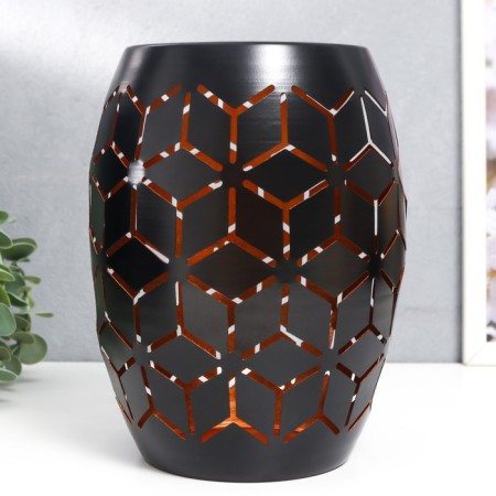 Summary Metal for 1 candle "Geometry. Flowers" black with gold 20.5x13.5x13.5 cm-1