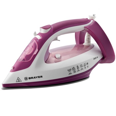 Iron Brayer 4006br, 2400 W, 280 ml, ceramic sole, 25 g/min, 280 ml, white-pink