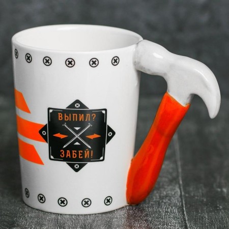 Ceramic mug “FORGE and DEEN”, with a mold pen, 400 ml, white color-2