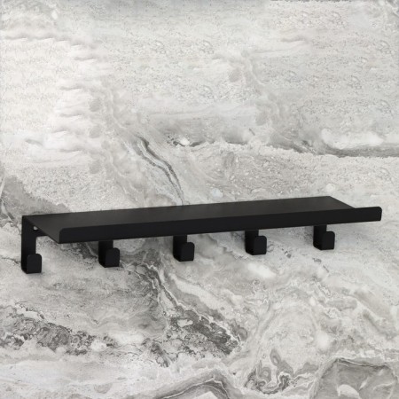 Shelf with hooks "Loft Art", 35 × 10 × 6.5 cm, black color-1