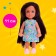 Doll baby Lyna on a walk with a scooter, pet and accessories, mix