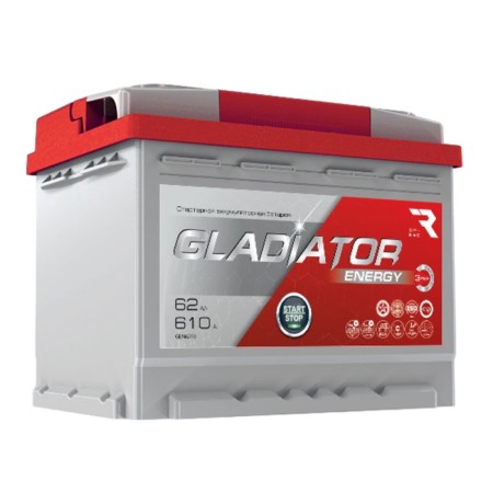 Gladiator Energy 62 a/h battery, direct polarity, cone