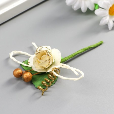 Decor for creativity "White rose with spirals and balls" 10 cm-1