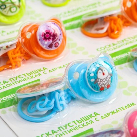 A dummy with a holder, orthodontic, from 0 months, types and colors of mix-8