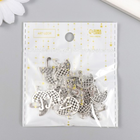 Decor for creativity Metal "Umbrella in a net" silver 2.1x1.6 cm-4