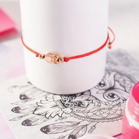 Antistress Assortment Bracelet, owl, red color in gold, d = 6 cm-2