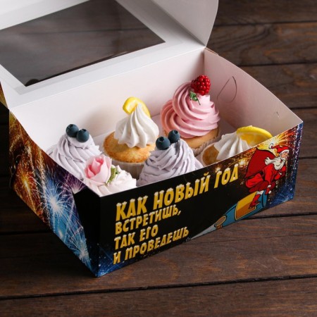 Packaging for 6 cupcakes with the "meet" window, 25 x 17 x 10 cm, 1 pc.-3