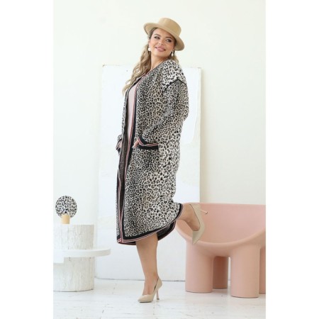 Cardigan female, size 54, brown color-3