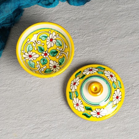 Sugar of Rishtan ceramics "Patterns", 250 ml, yellow-1