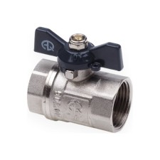 Кран шаровой AQUALINK, PN 50, внутренняя/внутренняя резьба 3/4", бабочка, никелированный