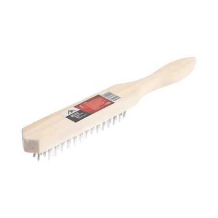 Metallic manual scrap brush, wooden handle, 4-row