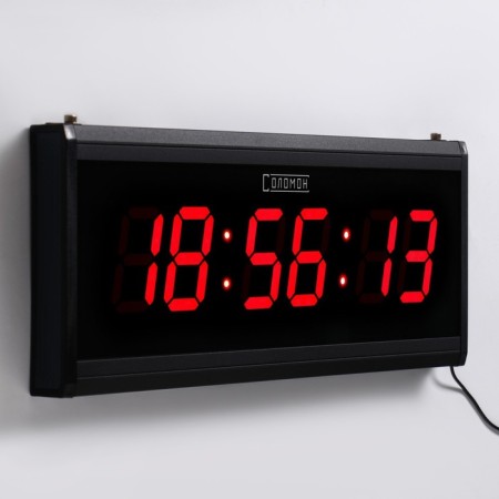 Electronic wall clock "Solomon", 48 x 19 x 3 cm, red numbers 7.5 x 4 cm-2