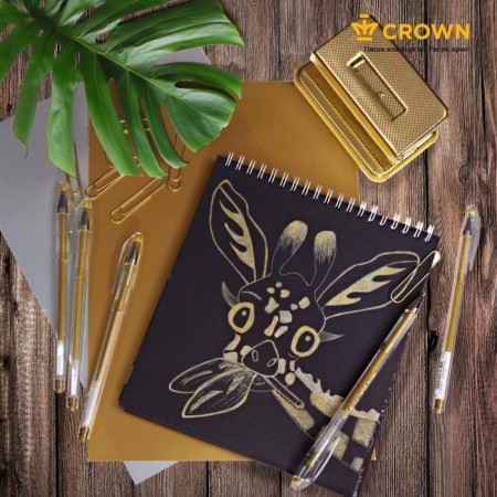 Gel pen Metallic Crown Hjr-500gsm, node 0.7 mm, ink gold-4