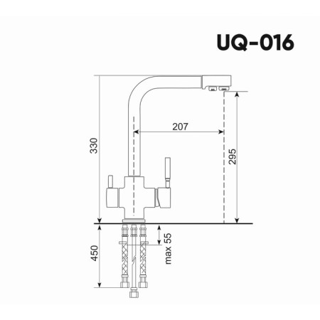Mixer for the kitchen Ulgran Quartz UQ-016, with a tap for drinking water, color 01 jasmine-4