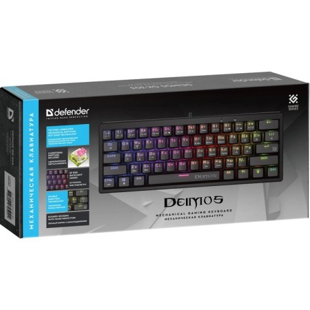 Keyboard Defender GK-303, game, wired, mechanical, backlight, 104 keys, USB, black-1