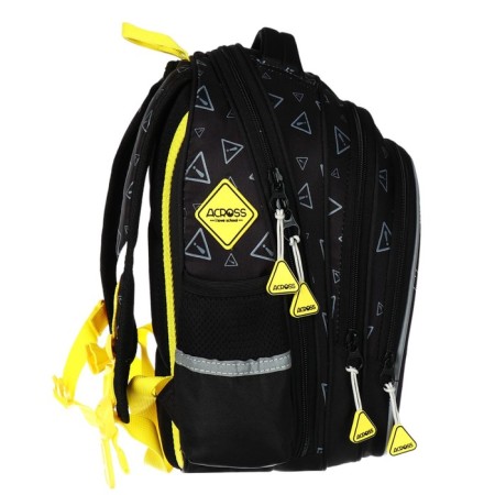 School backpack 40x33x15cm, ergonomic back, Across 410, black/yellow-3