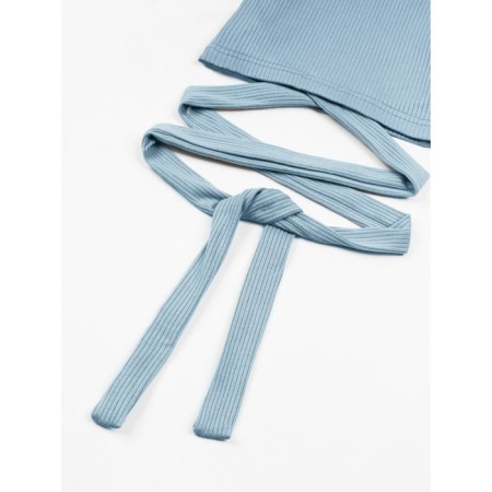TOP for a girl with short sleeves on Generation ties, height 140 cm, blue color-7