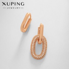 Earrings with rhinestones Xuping lady, mini, white color in pink gold
