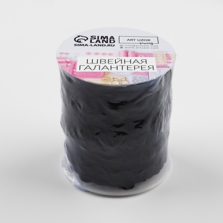 Decorative braid "Blutter", 5 mm × 27 m ± 1 m, black color No. 39-3