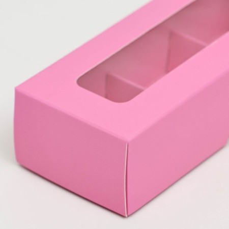 Folding box for 3 sweets, 13.7 x 5.5 x 3.5 cm, pink-2