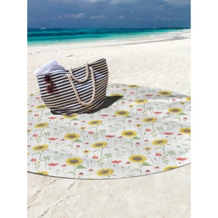 Pareo and beach rug "Sunflowers and poppies", d = 150 cm-2