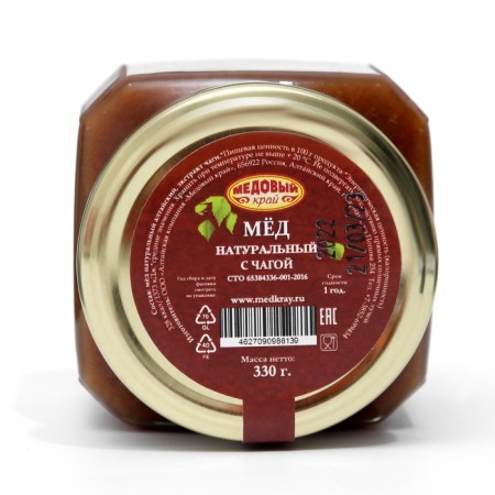 Natural honey with chaga, 330 g, glass-1