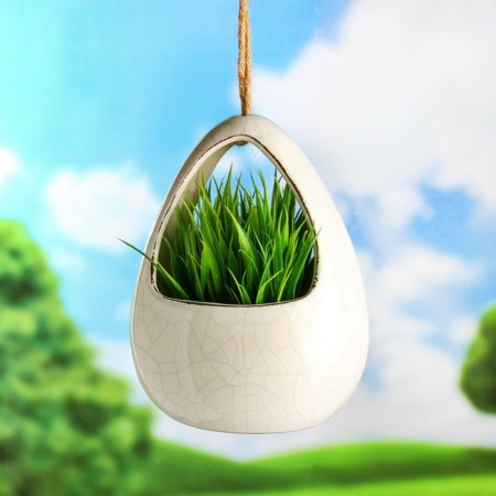 Kashpo suspended "Basket" white, 13x11x18cm-1