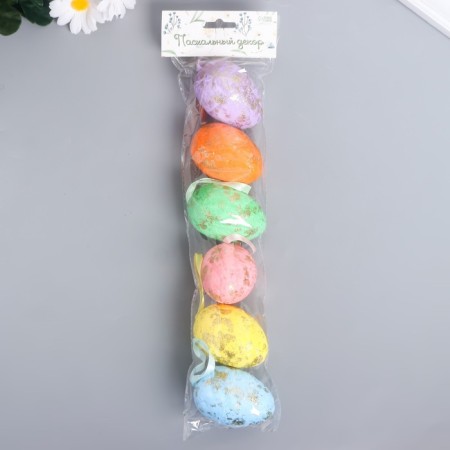 Decor Easter suspension "Egg - golden spots" set 6 pcs multi -colored 7x5x5 cm-2