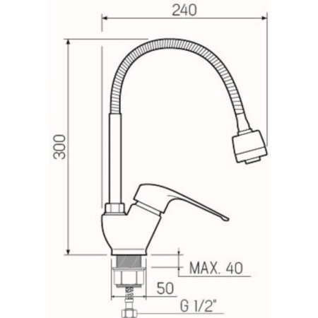 RMS SL50-016F kitchen mixer, single-leaf, high flexible spout, chrome-1