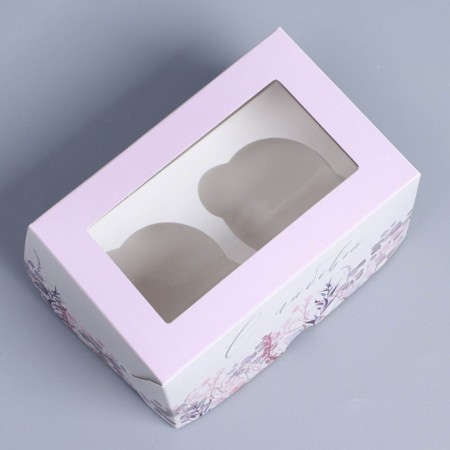 Capley box, confectionery packaging with a window, 2 cells, “wreath”, 16 x 10 x 10 cm-1