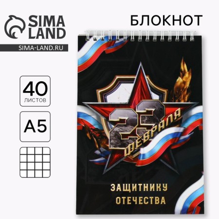 Notepad "Defender of the Fatherland", on the crest A5, 40 sheets