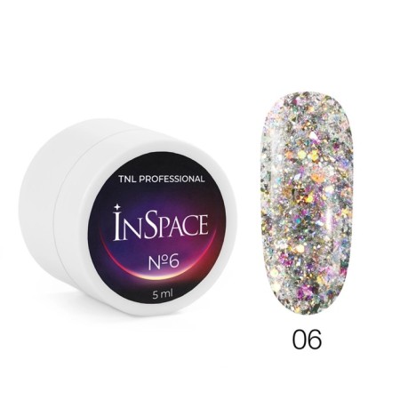TNL Professional Inspace nail design gel, reflective, with a holographic glitter, No. 06 Galactic p