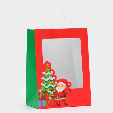 Gift package with the Santa Claus window 30 x 22 x 14 cm, red-1