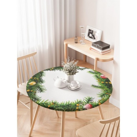 Graking on the Christmas Vinette table, round, oxford, elastic band, size 120x120 cm, diameter 75-100 cm-2