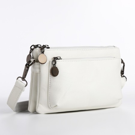 Bag Cross-Bodi with a zipper, white color-2