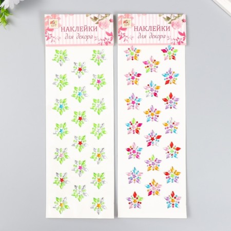 Sticker of rhinestones "Five -pointed flowers" mix 10.7x32 cm