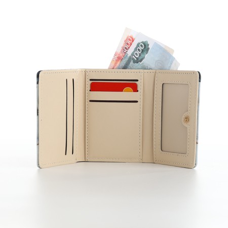 Women's wallet on the button, gray color-3
