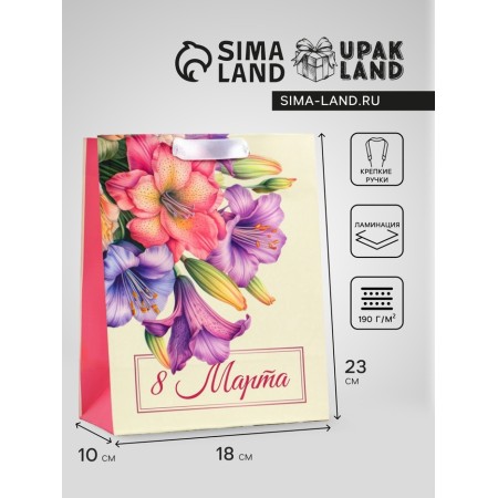 Package Gift Vertical "Watercolor Bouquet", MS 18 x 23 x10 cm
