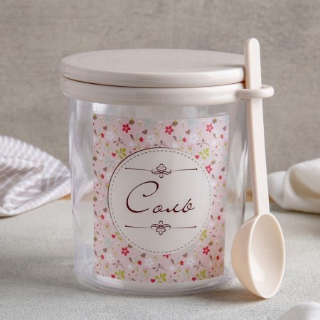 Assorted salt capacity, 700 ml, with a spoon and cover-5