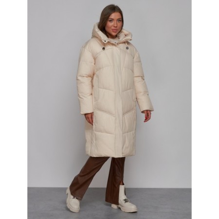 Coat insulated winter female, size 50, light-beige color-2