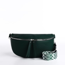 Bag Cross-Bodi with a zipper, green color