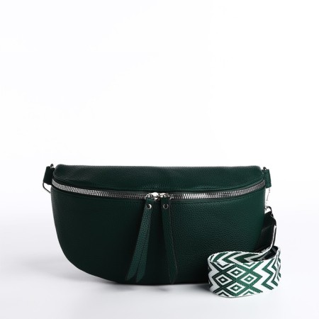 Bag Cross-Bodi with a zipper, green color
