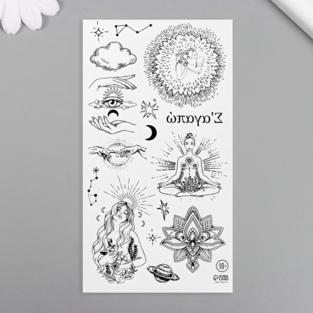 Tattoo on the body Black "Universe" 7.5x14 cm-3