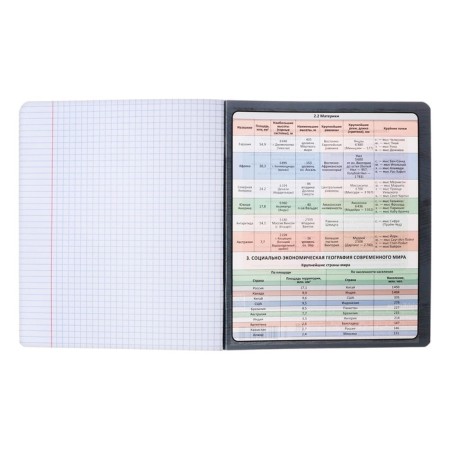 Subject notebook, 48 sheets, cage, geography Erichkrause "Chubrik", plastic cover silk-screen cover, block offset 100%, information block-8