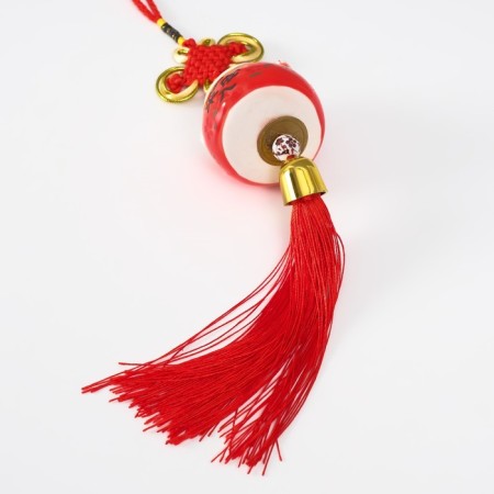 Suspension Ceramics "Mani-Neko with a knot of happiness" red 5x5x36 cm-4