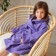 Terry dressing gown, size 32, purple color, 320 g/m2 cotton 100% with AIRO