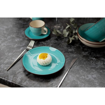 Board ceramic dessert shade "Sea World", d = 19 cm, blue color-4