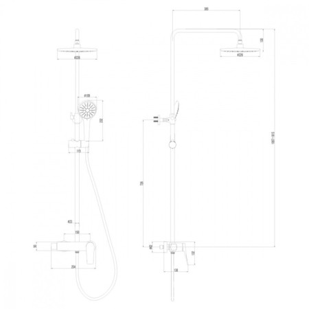 LEMARK Bronx LM3760BL bath mixer, single -leaf, tropical shower, black-1