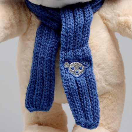 Soft toy "Little Friend", skiing bunny, blue scarf-4